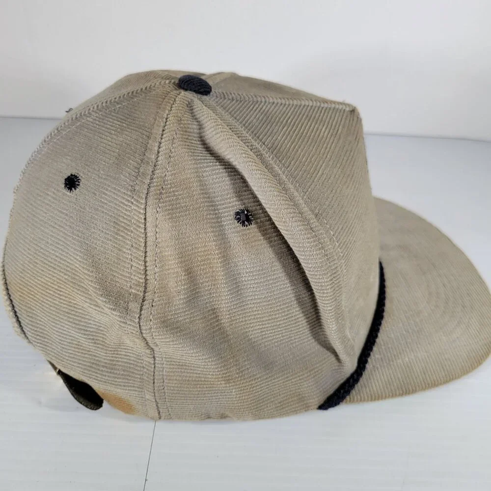 Vintage US Olympic Training Center Corduroy Cap Snapback Hat MADE IN USA Tan Bei